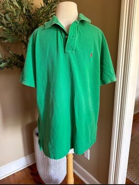 Ralph Lauren Green Short-Sleeve Polo with Orange logo